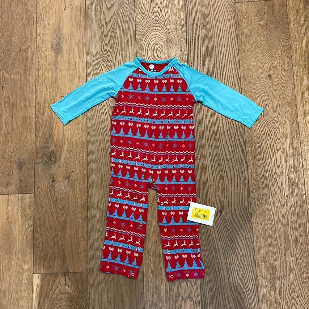 Kickee Pants Long Sleeve Raglan Romper- Nordic Print - Picture 1 of 4